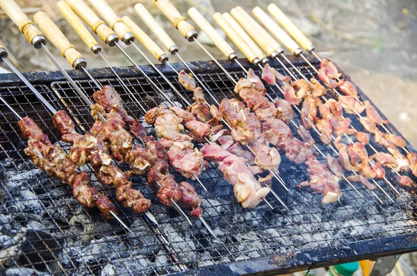 Taze kuzu kebap ve tavuk bağırsağı.