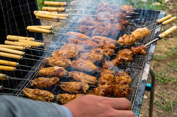 Delicious outdoor grilled chicken wings