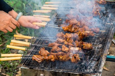 Lezzetli koyun eti kızart ve güzel bir koku yaydır.