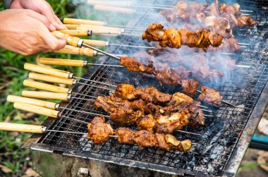 Vahşi doğada leziz koyun rostosu.