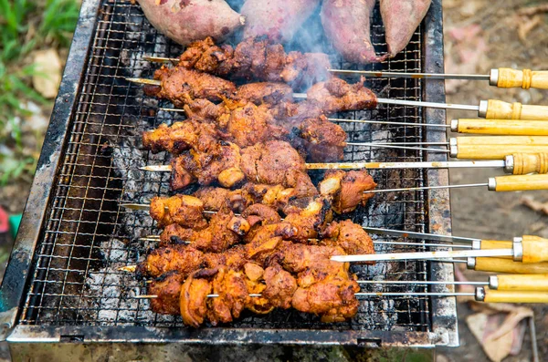 Assado Delicioso Carneiro Natureza — Fotografia de Stock