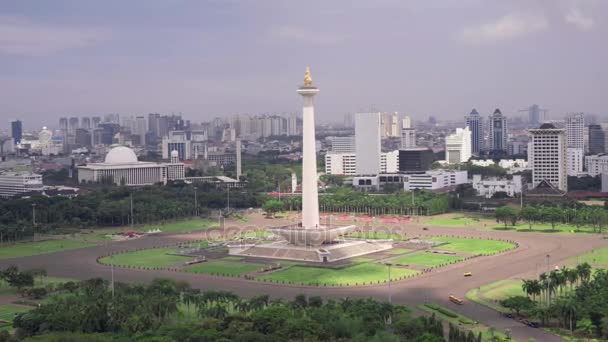 Jakarta Národní památník natočeno shora — Stock video