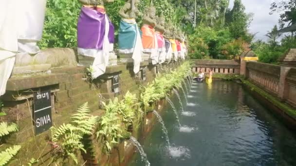 Tisztítása rituális fürdés balinéz templomban — Stock videók