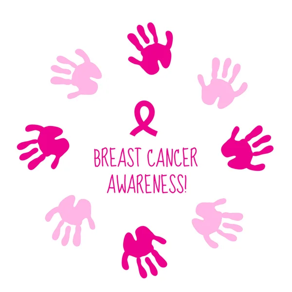 Różową wstążką. Symbolem świadomości raka piersi, na białym tle. Karta raka piersi — Wektor stockowy