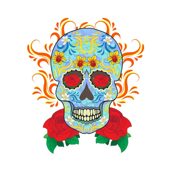 Dag van de doden, een Mexicaanse festival. Dia de los Muertos. Wenskaart, flyer, poster dag van de doden. Suiker schedel. Vectorillustratie — Stockvector