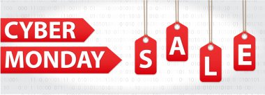 Siber Pazartesi satış, Cyber Pazartesi süper indirimler sunuyoruz. Cyber Pazartesi poster, afiş. Vektör çizim