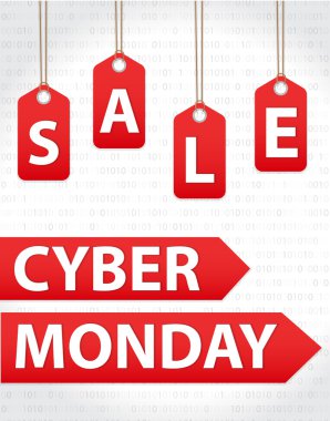 Siber Pazartesi satış, Cyber Pazartesi süper indirimler sunuyoruz. Cyber Pazartesi poster, afiş. Vektör çizim