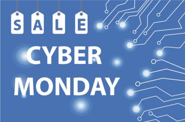 Siber Pazartesi satış, Cyber Pazartesi süper indirimler sunuyoruz. Cyber Pazartesi poster, afiş. Vektör çizim
