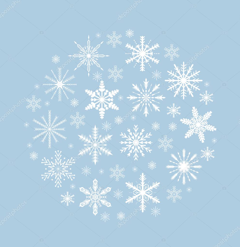 snowflakes set in a circular form snowball christmas and snowflake invite template