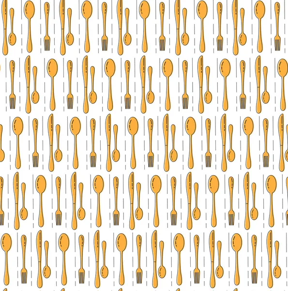 Akşam yemeği Dikişsiz desen hazır olur. Çatal ve kaşık arka plan. Menü tasarımı için modern arka plan. Restoran, Cafe sorunsuz doku arka plan. Vektör çizim