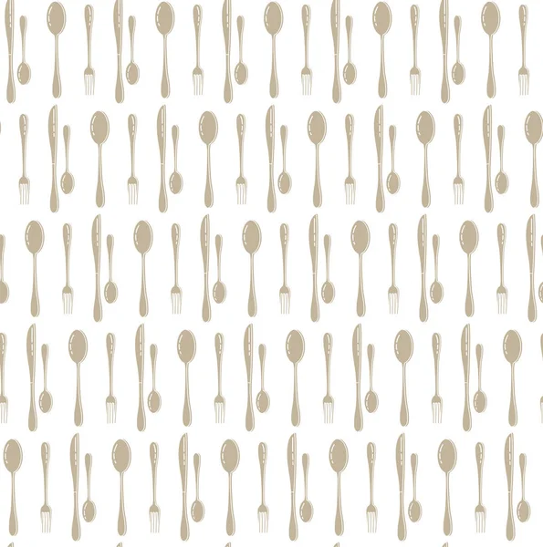 Dinner set seamless pattern. Spoons and forks background. Modern background for menu design. Restaurant, cafe seamless texture background. Vector illustration — Stock Vector