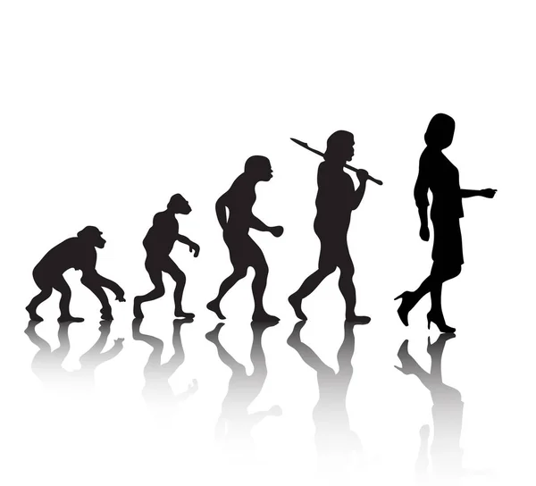 Η εξέλιξη, ανθρώπους σιλουέτα. S θεωρία του Δαρβίνου. Εικονογράφηση διάνυσμα — Διανυσματικό Αρχείο