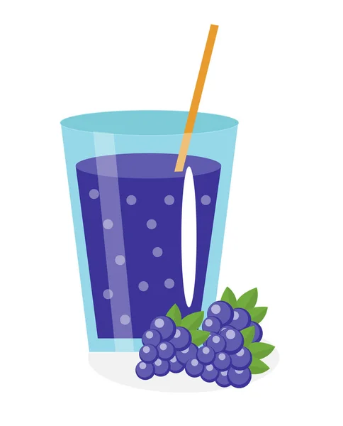 黑莓汁的玻璃。新鲜的桑椹孤立在白色背景上。水果和图标。饮料、 蜜饯。鸡尾酒。矢量图 — 图库矢量图片