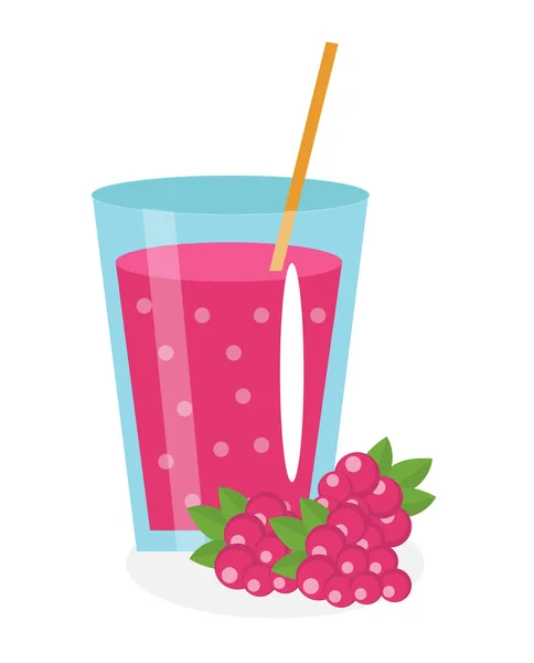 Himbeersaft im Glas. frisch isoliert auf weißem Hintergrund. Früchte und Symbole. Trinken, Kompott. Cocktail. Vektorillustration — Stockvektor