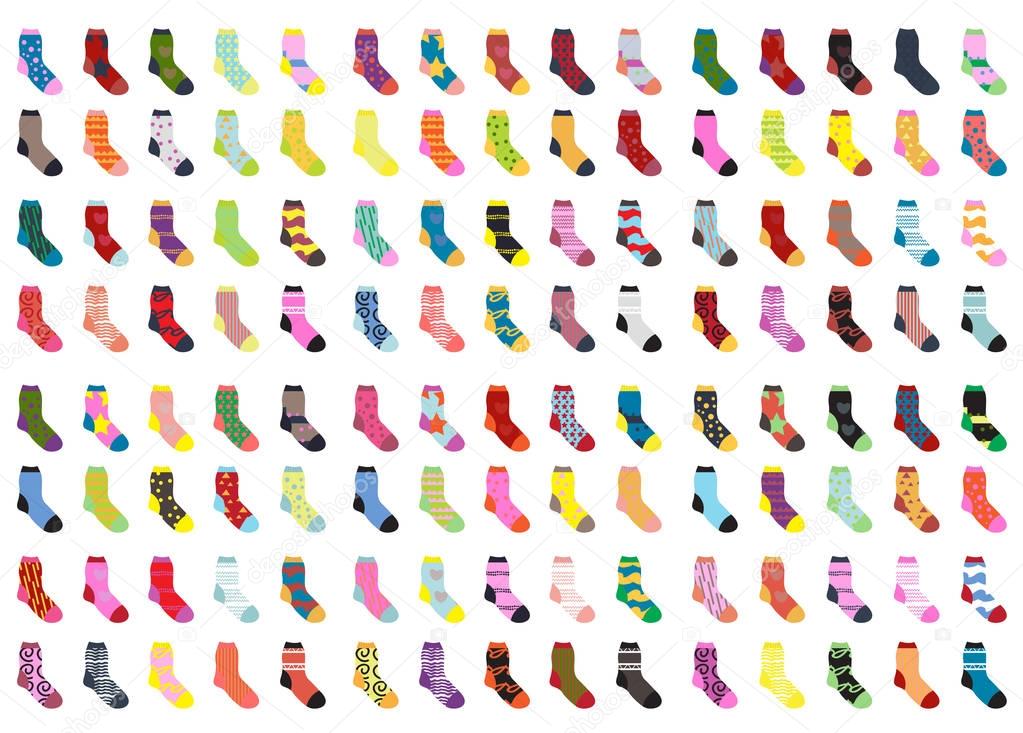 Socks big set icons. Socks collection, flat design. Socks isolated on ...