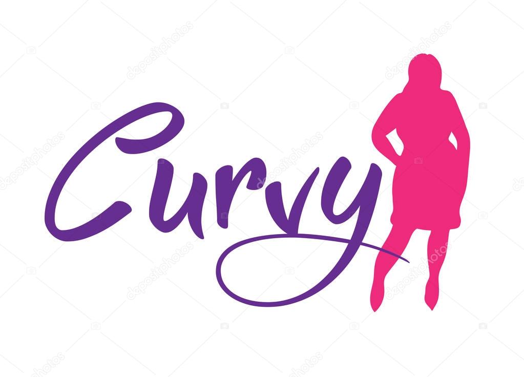 Logo plus size woman. Curvy woman symbol, logo. Vector illustration