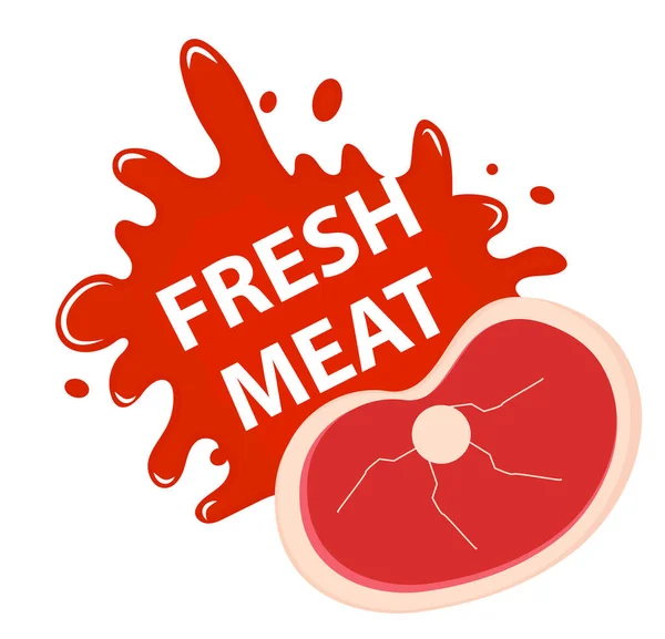 Fresh meat with a splash, icon flat style. — Stock Vector
