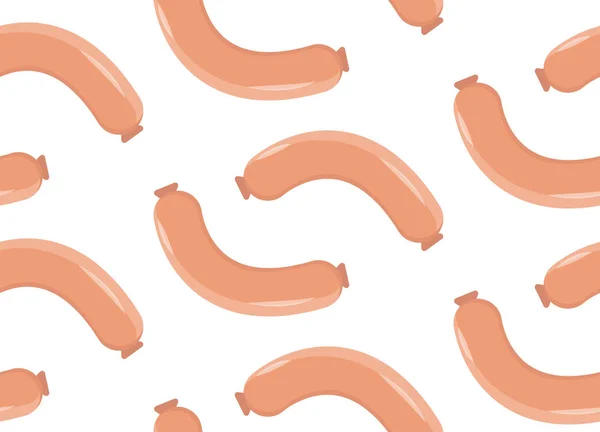 Salsicce modello senza cuciture, in stile piatto. Frankfurters sfondo infinito, consistenza. Illustrazione vettoriale. — Vettoriale Stock