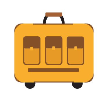 Bavul simgesi düz stil seyahat. Klasik bir kolu ile. Beyaz arka plan üzerinde izole Bagaj. Vektör çizim