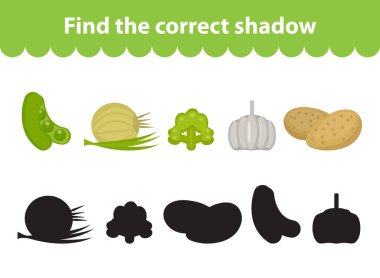 Çocuk s eğitim oyunu, bul doğru gölge siluet. Vektör çizim