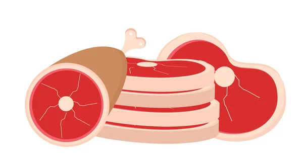 Carne fresca bodegón, aislada sobre fondo blanco. Ilustración vectorial. — Archivo Imágenes Vectoriales