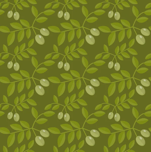 Padrão sem costura Azeitonas verdes, Olive fundo sem fim, textura, papel de parede. Ilustração vetorial . — Vetor de Stock