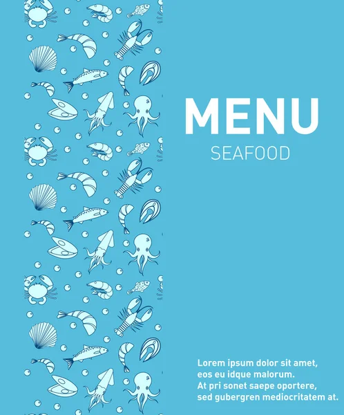 Sea food restaurant menu. Seafood template design, fish dishes. Vector illustration. — Stock Vector