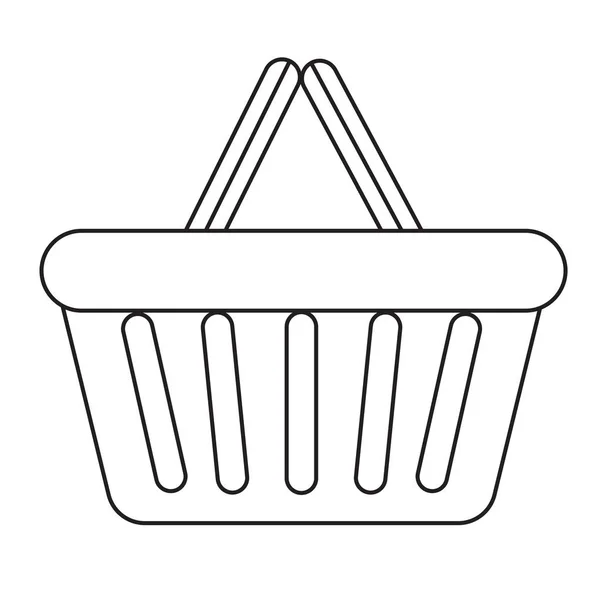 Shopping mand pictogram, moderne lijn, schets, doodle stijl. Kunststof in een supermarkt geïsoleerd op een witte achtergrond. Vectorillustratie — Stockvector