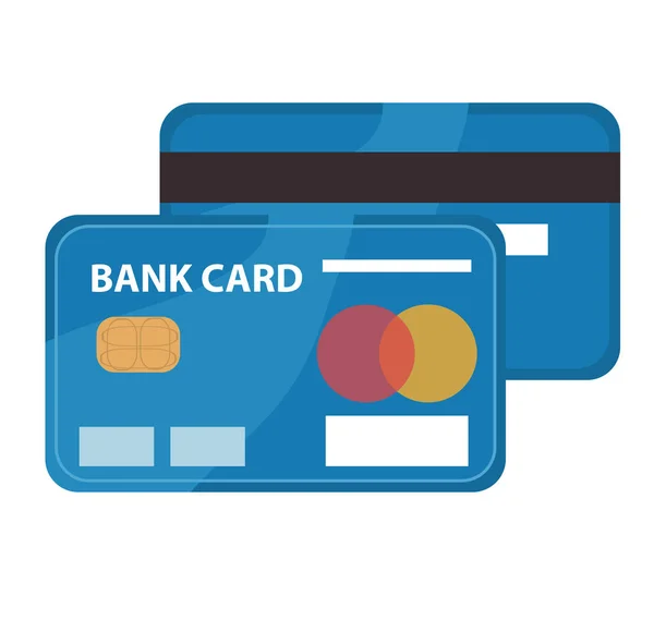 Kredi kartı simge, düz tasarım. Beyaz arka plan üzerinde izole bankcard. Vektör çizim, küçük resim — Stok Vektör