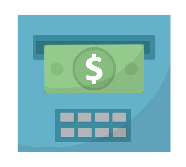 Caixa eletrônico dá ícone de dinheiro, design cashouts plana, isolado no fundo branco. Ilustração vetorial, clip art — Vetor de Stock