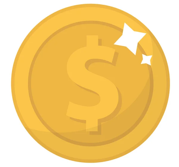 Icono de moneda, diseño plano. Monedas de oro, centavos, aisladas sobre fondo blanco. Dinero para aplicaciones móviles y juegos. Ilustración vectorial, clip art — Vector de stock