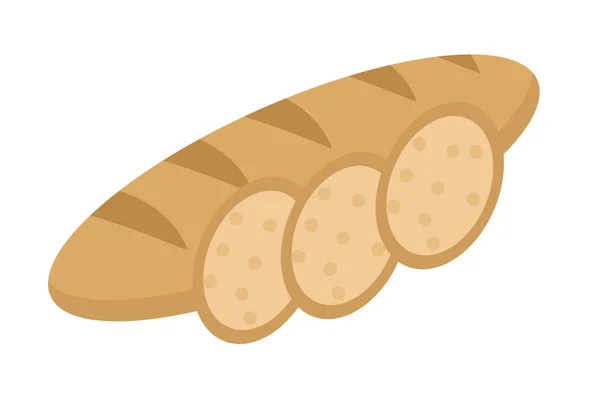 Aufgeschnittenes Brot. Flaches Design, isoliert auf weißem Hintergrund. Vektorillustration, Clip Art. — Stockvektor