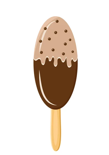 Chocolate ice-cream lolly, flat cartoon style. Isolated white background. Vector illustration, clip art — Stock Vector