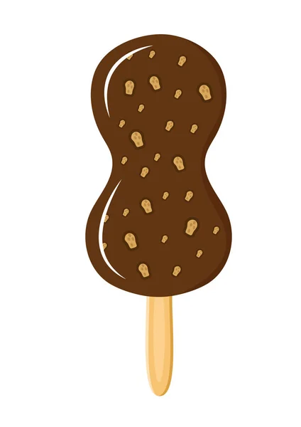 Chocolate ice-cream lolly, flat cartoon style. Isolated white background. Vector illustration, clip art — Stock Vector