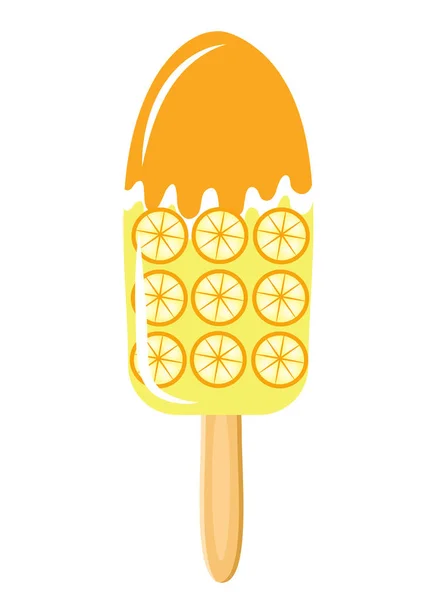 Fruit ice cream, flat cartoon style. Isolated white background. Vector illustration, clip art — Stock Vector