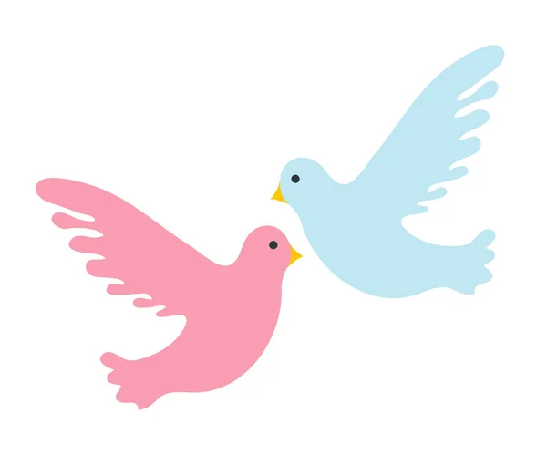 Un par de palomas icono, diseño plano. Aislado sobre fondo blanco. Ilustración vectorial, clip art. — Archivo Imágenes Vectoriales