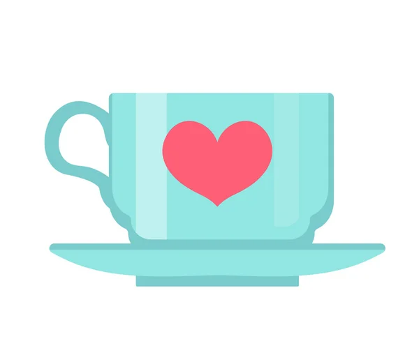 Cup with heart, flat design. Isolated on white background. Vector illustration, clip art. — Stock Vector