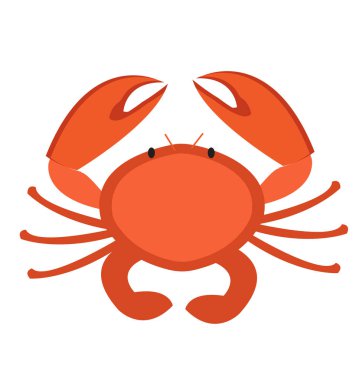 Yengeç ikonu düz stil. Beyaz arka planda izole edilmiş. Vektör illüstrasyonu, klip sanatı.