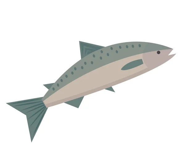 Icono de salmón estilo plano. Peces de agua salada aislados sobre fondo blanco. Ilustración vectorial, clip art. — Vector de stock