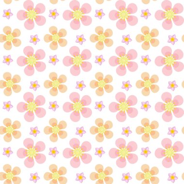 Çiçek seamless modeli. Yinelenen doku çiçekler. Botanik sonsuz arka plan. Vektör çizim.