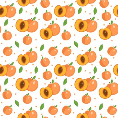 Şeftali seamless modeli. Kayısı sonsuz arka, doku. Meyve zemin. Vektör çizim.