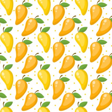Mango seamless modeli, sonsuz arka plan doku. Meyve. Vektör çizim