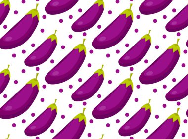 Patlıcan seamless modeli. Patlıcan sonsuz arka plan, doku. Sebze zemin. Vektör çizim.