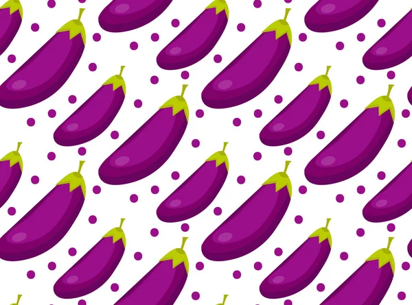 Aubergine naadloze patroon. Aubergine eindeloze achtergrond, textuur. Plantaardige achtergrond. Vectorillustratie. — Stockvector