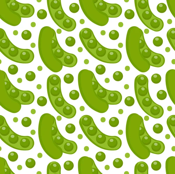 Guisantes verdes patrón sin costura. Pod fondo sin fin, textura. Fondo vegetal. Ilustración vectorial . — Vector de stock