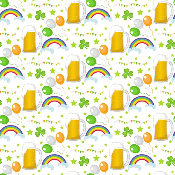 St. Patricks Day seamless pattern. Endless background texture. Vector illustration. — Stock Vector