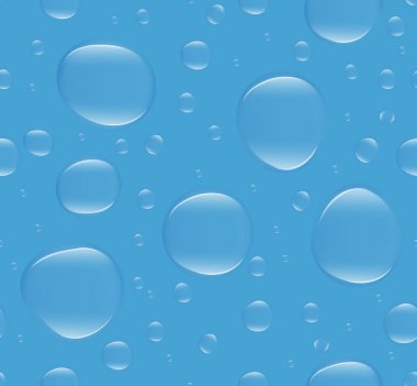 Gerçekçi su kabarcıkları seamless modeli, sonsuz arka plan. Sabun, damla mavi zemin. Vektör çizim