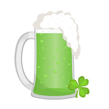 Yeşil bira, simge düz stil. St Patricks Günü sembolü. Beyaz arka plan üzerinde izole. Vektör çizim.