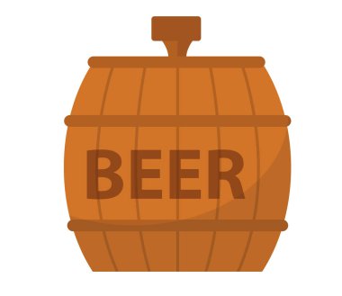 Bira fıçısı, ikon düz stil. Beyaz arka planda izole edilmiş. Vektör illüstrasyonu.