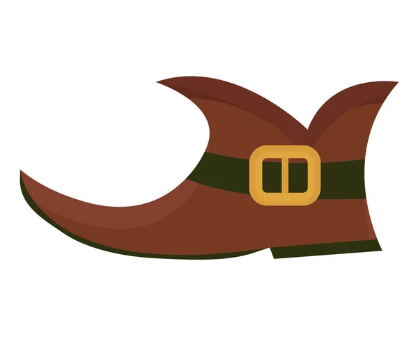 Botas duende, icono de estilo plano. Símbolo del Día de San Patricio. Aislado sobre fondo blanco. Ilustración vectorial . — Vector de stock